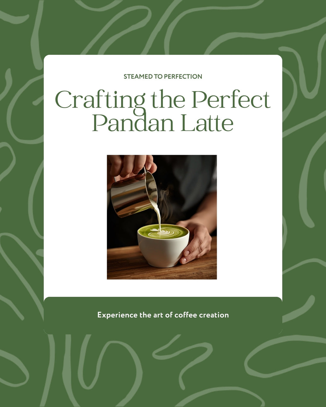 Barista preparing a pandan latte – a vibrant green cup of coffee with latte art, a pandan guide for coffee shops