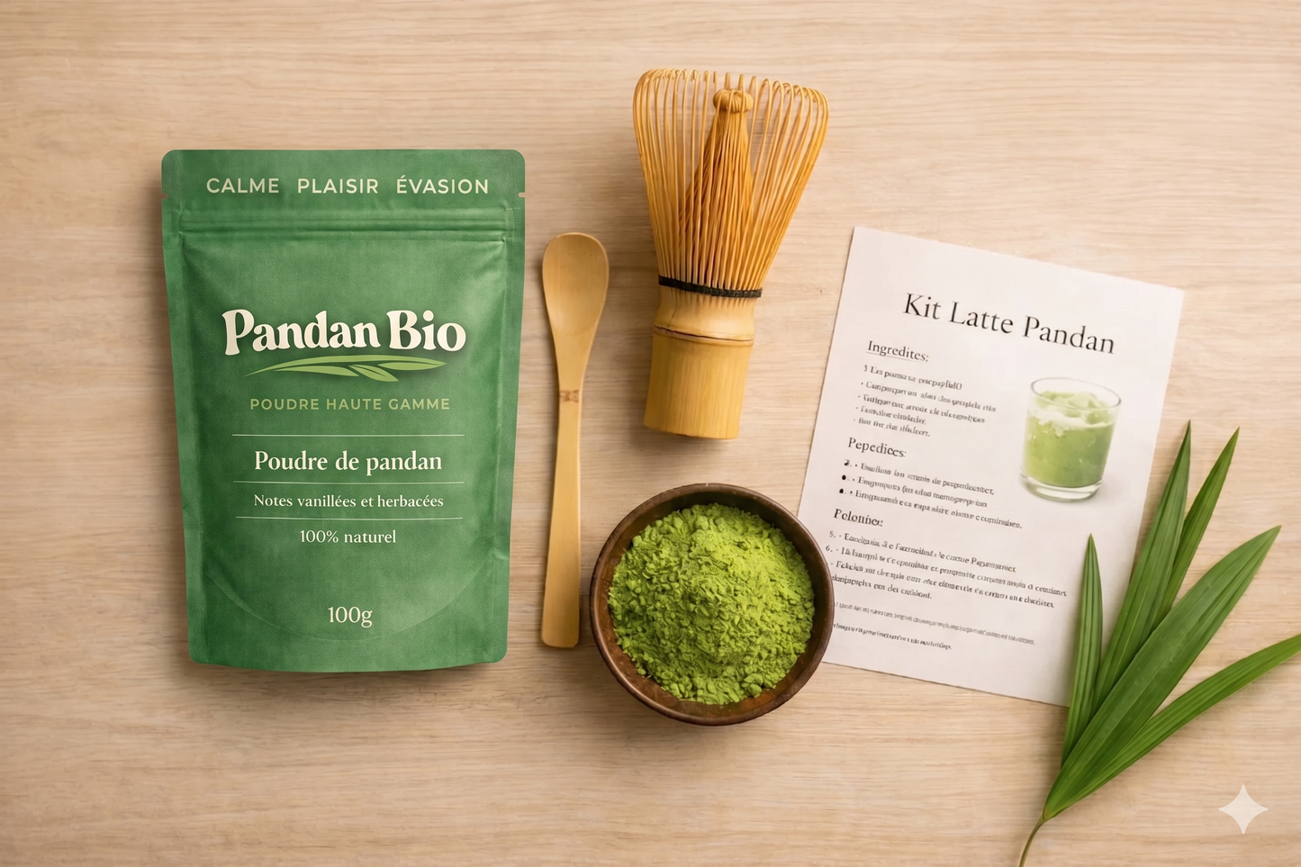 Pandan-set – Het complete ritueel: poeder, garde en lepel 🌿