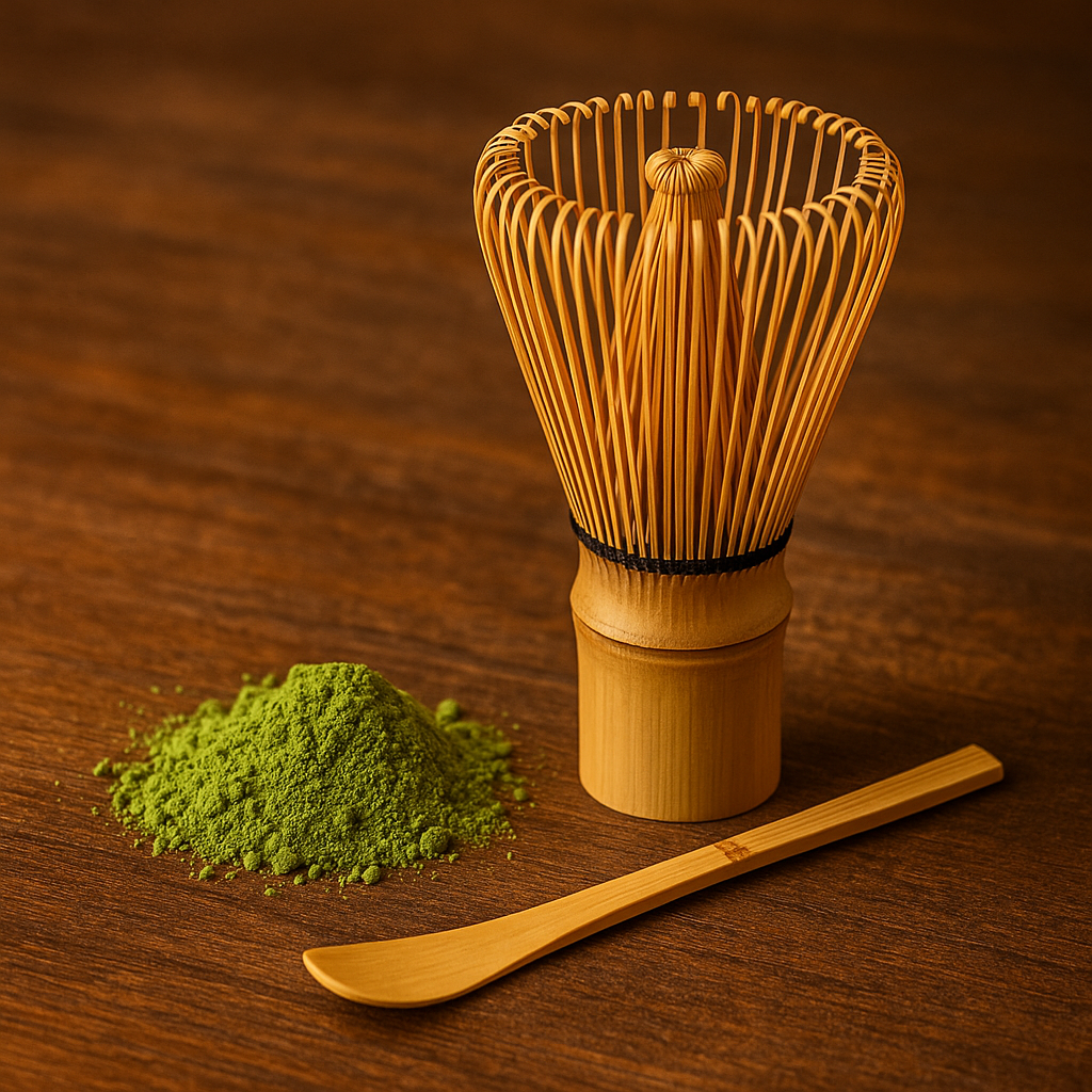 Cuillère et fouet de bambou pour préparation de latte pandan