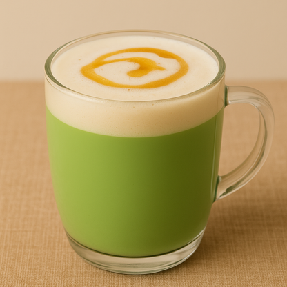 Zo maak je zelf een pandan latte met een luchtige textuur